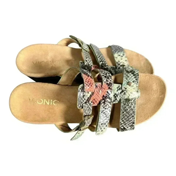 Vionic Radia Sandals Shoes Women's 6 Wedge Pink Snake Print Leather 37 - Picture 6 of 8